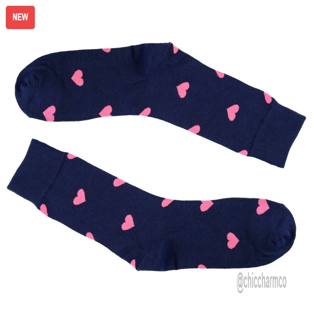 Men's Heart Pattern Crew Socks, Cotton Blend, Valentine's Day Gift